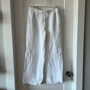 White linen flowy pants